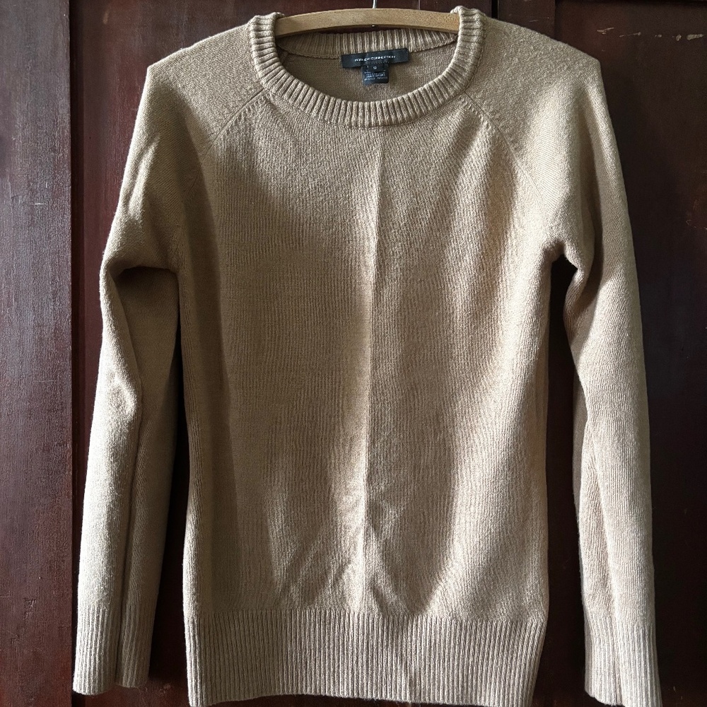 French Connection Tan Sweater Crew Neck Small